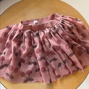 Hux Baby Pink Cherry Patterned Tulle Skirt